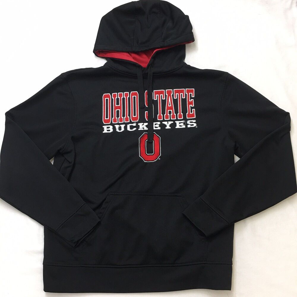 OHIO STATE BUCKEYES Hoodie Men Size L Black Performance Tech Fleece Embroidered